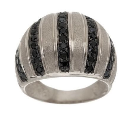 Italian Silver Sterling 1.00 cttw Black Spinel Satin Finish Ring, Size 5