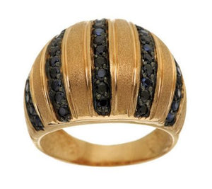 Italian Silver Sterling Goldtone 1.00 cttw Black Spinel Satin Finish Ring, Size 6