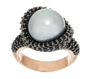 Honora Cultured Silver Pearl 11.5mm & 2.00cttw Spinel Ring, Sz 6