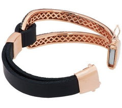 Bronzo Italia Yellow Bronze Bold Black Spinel & Leather Bracelet, 7-1/4"