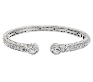 Judith Ripka Sterling silver 4.75 ct tw 118 Facet Diamonique Cuff Bracelet, 7-1/4'