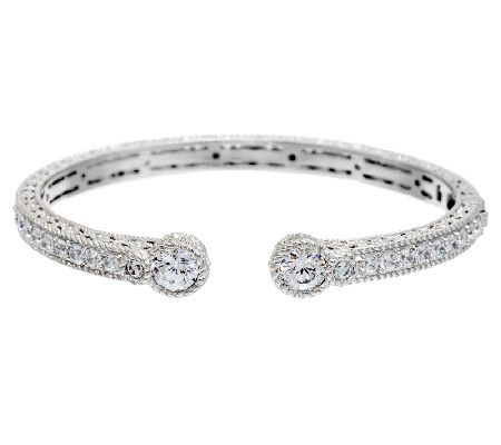 Judith Ripka Sterling silver 4.75 ct tw 118 Facet Diamonique Cuff Bracelet, 7-1/4'