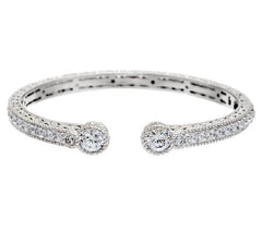 Judith Ripka Sterling silver 4.75 ct tw 118 Facet Diamonique Cuff Bracelet, 7-1/4'
