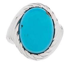 QVC Sterling Silver Bold Turquoise Scroll Design Ring, Size 5