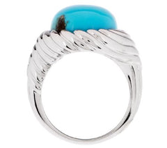 QVC Sterling Silver Bold Turquoise Scroll Design Ring, Size 5