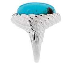 QVC Sterling Silver Bold Turquoise Scroll Design Ring, Size 5