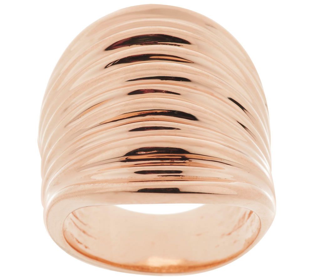 Bronze Bold Rose Polished Ribbed Saddle Ring by Bronzo Italia, Size 5