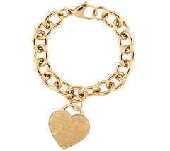 Steel by Design Stainless Steel Goldtone 'Our Father' Prayer Heart Charm Bracelet 7-1/4"