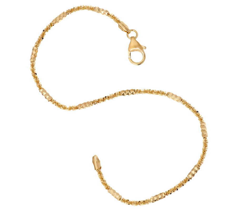 Bronzo Italia 11" Bronze Margherita Station Ankle Bracelet Gold Clad