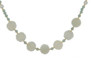 Lee Sands Green Carved Rose Necklace,  18"