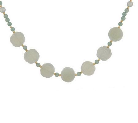 Lee Sands Green Carved Rose Necklace,  18"