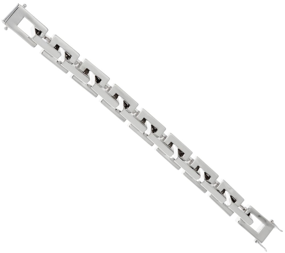 Bronzo Italia White Bronze Polished Rectangle Link Bracelet, 7-1/4"