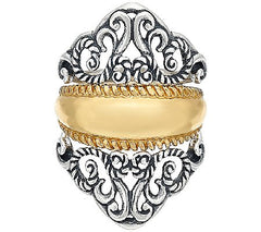 Carolyn Pollack Sterling Silver & Brass Signature Design Ring Set, Size 5