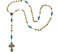 Connemara Marble, Teal Bronzetone Antiqued Rosary
