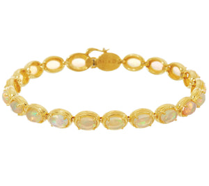 QVC Sterling Silver Goldclad Ethiopian Opal Tennis Bracelet, 6-3/4"