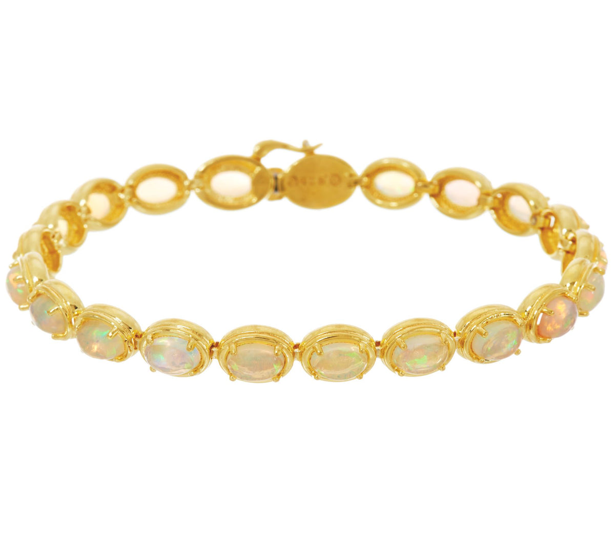 QVC Sterling Silver Goldclad Ethiopian Opal Tennis Bracelet, 6-3/4"