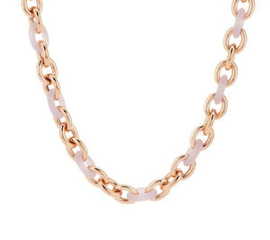 Bronzo Italia Pink Quartzite & Gemstone Rolo Link Necklace 20"