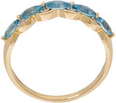 Vault 14K Yellow  Gold Marquise Santa Maria  1/2 cttw, Aquamarine Band Ring, Size 11