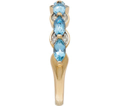 Vault 14K Yellow  Gold Marquise Santa Maria  1/2 cttw, Aquamarine Band Ring, Size 11