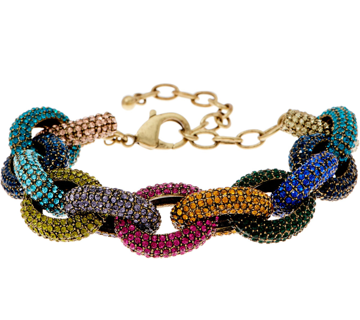 LOGO Links Lavish Pave Links Antique Goldtone Bracelet