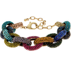 LOGO Links Lavish Pave Links Antique Goldtone Bracelet