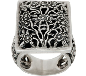 EXEX by Claudia Agudelo Sterling Silver Floral Design Ring Size 7