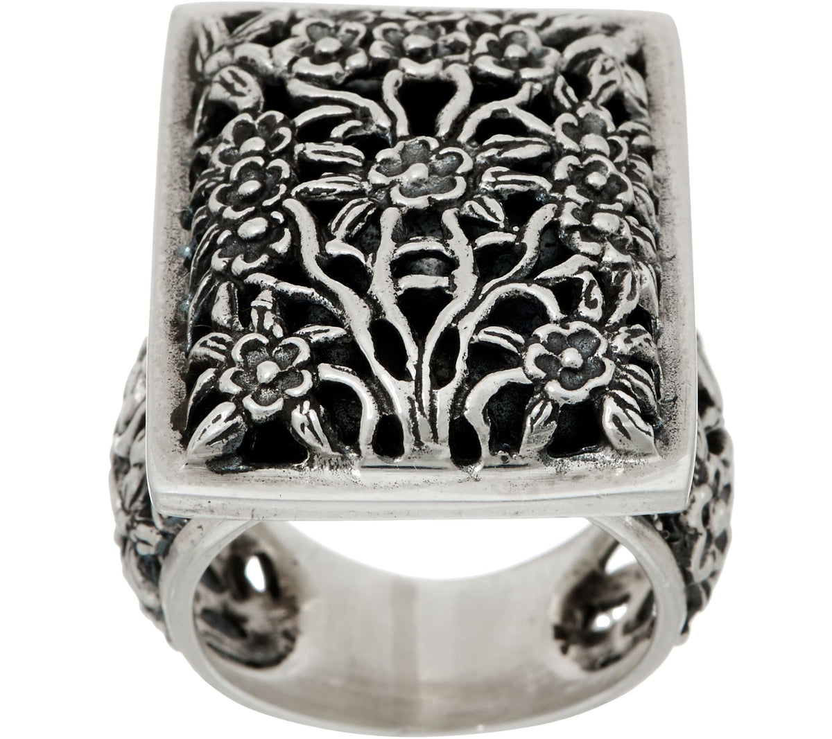 EXEX by Claudia Agudelo Sterling Silver Floral Design Ring Size 7