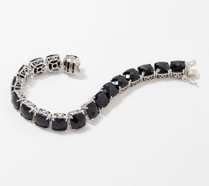 Affinity Cushion Cut  Black Spinel Bold Tennis Bracelet Sterling, 7-1/4"