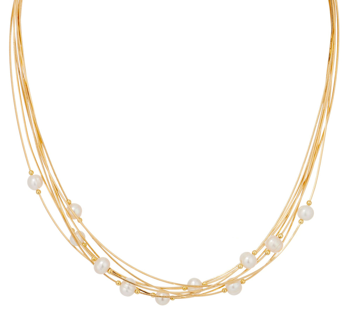 Honora Cultured Pearl Multi-strand Goldclad Sterling Silver Necklace