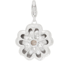 Affinity Diamond Sterling Silver Two-tone Floral Charm,