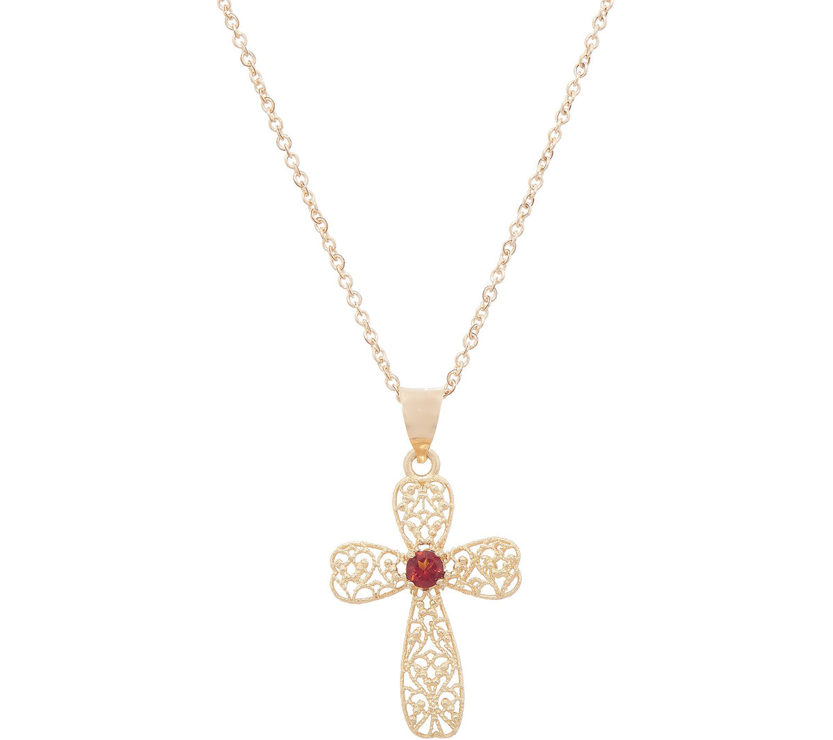 Adi Paz 14K Gold Gemstone Cross Pendant w/ 18" Chain