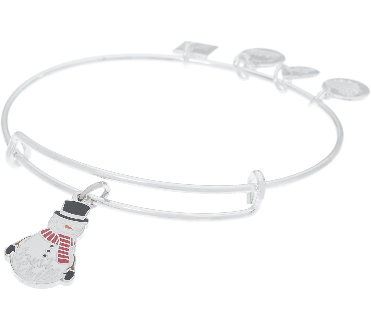 Alex and Ani Toys for Tots Snowman Charm Silver Tone Bangle