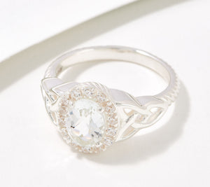 JMH Jewellery Sterling Silver White Topaz Trinity Knot Halo Ring, Size 5