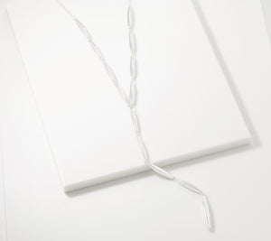 Joan Rivers Sculptural Silvertone Metallic 24" Lariat Necklace w/ 3" Extender
