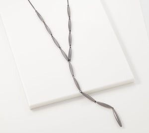 Joan Rivers Sculptural Metallic 24" Lariat Necklace w/ 3" Extender GunMetal