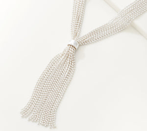 Joan Rivers Shimmering Multi-Strand 32" Tassel Necklace Silvertone