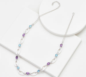 Sterling Silver White Agate Gemstone Link Necklace