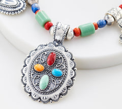 American West Sterling Charm & Gemstone Bead Treasure Necklace