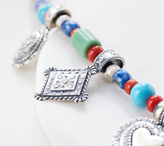American West Sterling Charm & Gemstone Bead Treasure Necklace