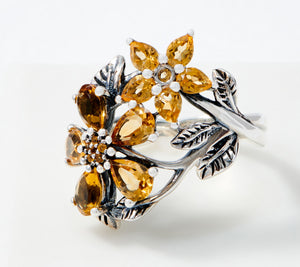Or Paz Sterling Silver Citrine Flowers Ring, Size 7