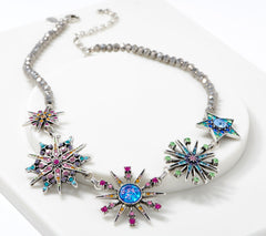 Kirks Folly Silvertone Multicolor Crystal Rainbow Star Necklace, 18"