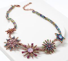 Kirks Folly Rosetone Multicolor Crystal Rainbow Star Necklace, 18"