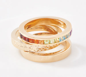 Gold One 1K Gold Set of 3 Stackable Band Ring Size 5"