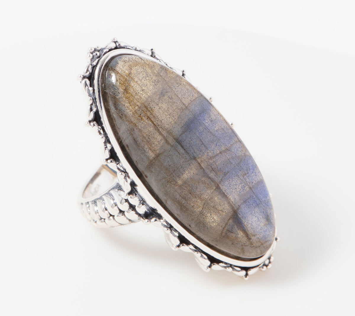 Generation Gems Sterling Silver Oval Labradorite Gem Bold Ring, Size 5
