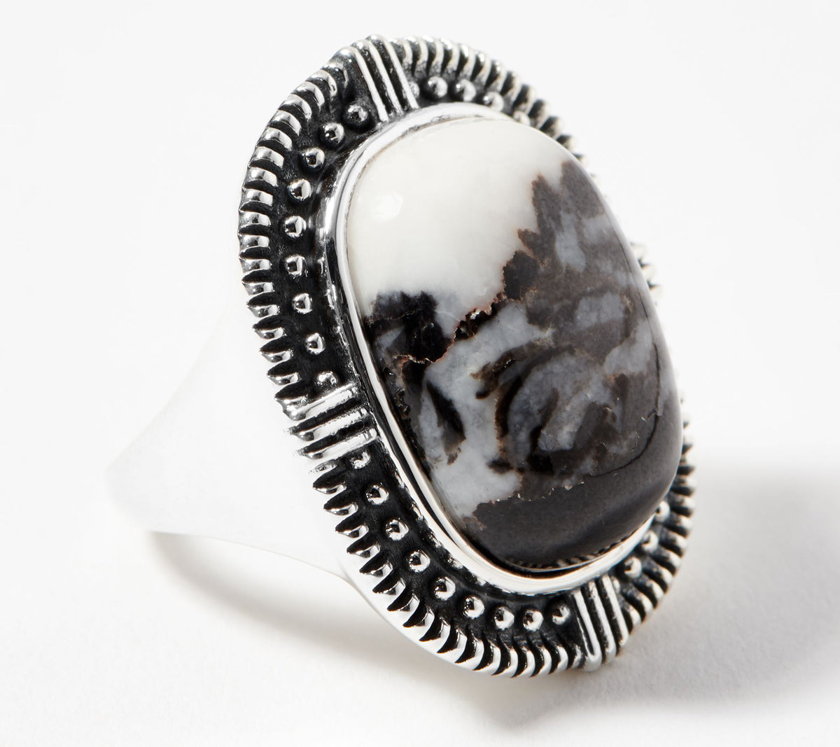 Generation Gems Sterling Silver Cushion Cabochon white Buffalo Ring, Size 8