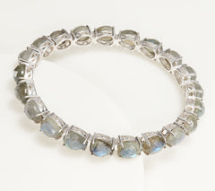 Generation Gems Pear Labradorite Slip On Bangle Bracelet Sterling Silver