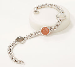 Affinity Gems Multi Color Moonstone Station Bracelet, Sterling Silver, Size 7-1/4"