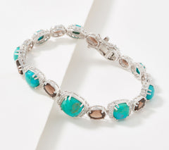 Generation Gem Sterling Silver Turquoise & Smoky Quartz Bracelet Avg
