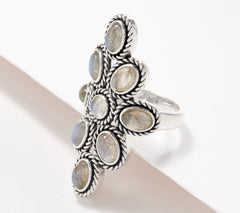 Affinity Labradorite Cabochon Rope Texture Ring, Sterling Silver, Size 7