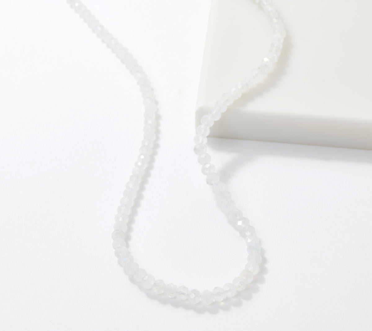 Affinity Gems Moonstone Gemstone Beaded Necklace 18" Rhodium-Plated Sterling Silver